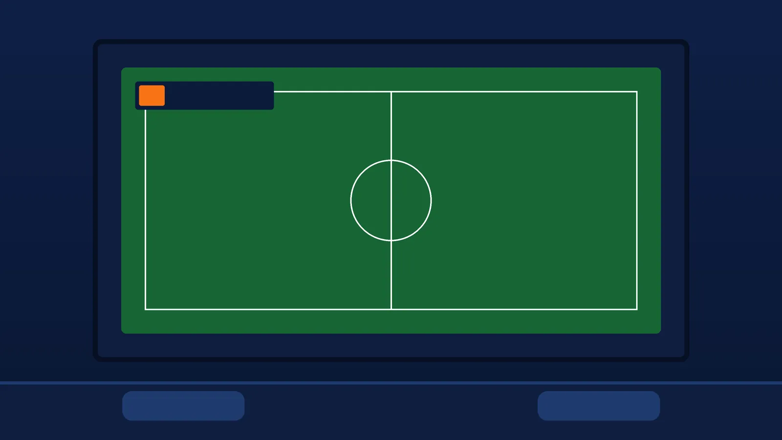 Live voetbalwedstrijd op een groot tv-scherm